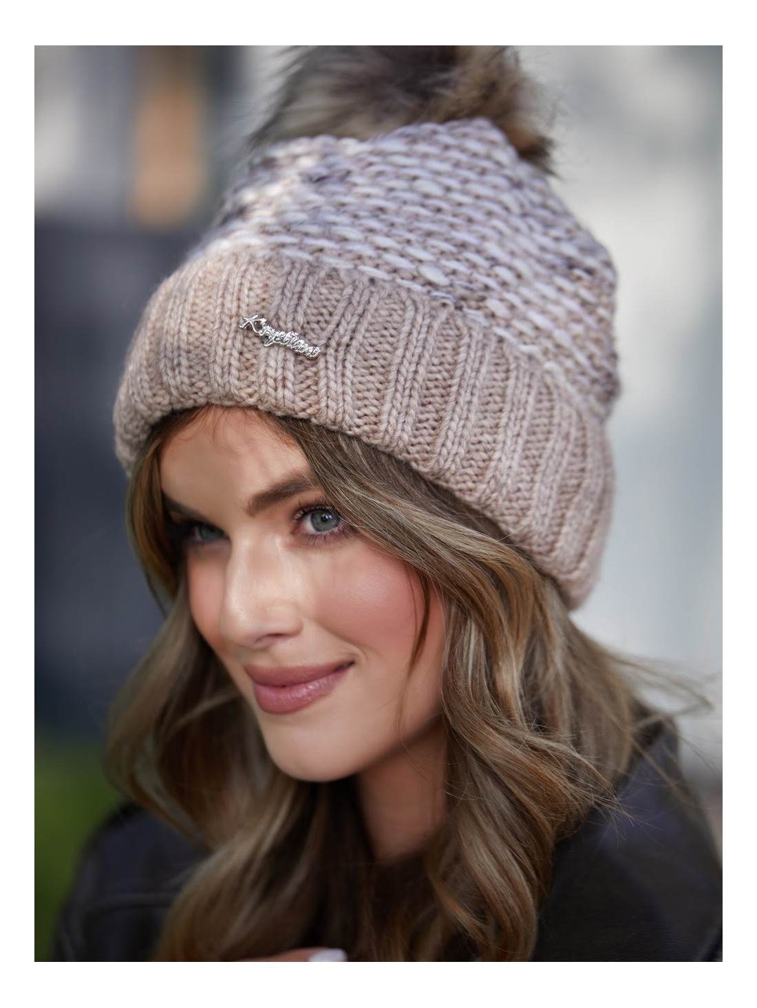 Cappuccino winter hat with ribbing C11 - Online store - Boutique